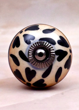 Black Heart Pattern Ceramic Door Knob