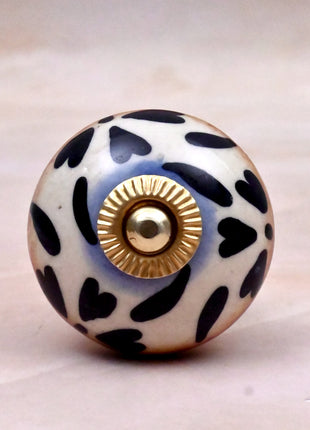 Black Heart Pattern Ceramic Door Knob