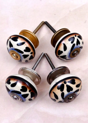 Black Heart Pattern Ceramic Door Knob