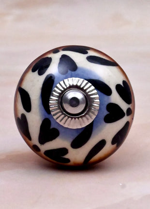 Black Heart Pattern Ceramic Door Knob