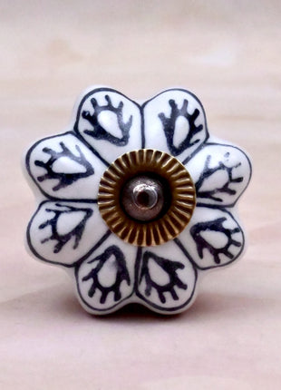Black Design on White Ceramic Door Knob