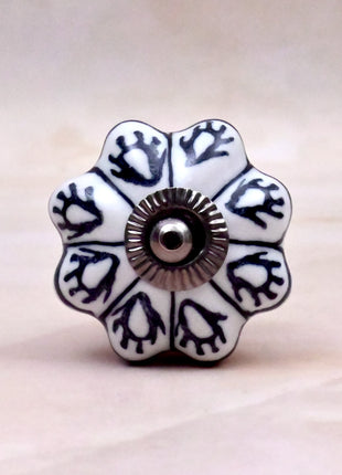 Black Design on White Ceramic Door Knob
