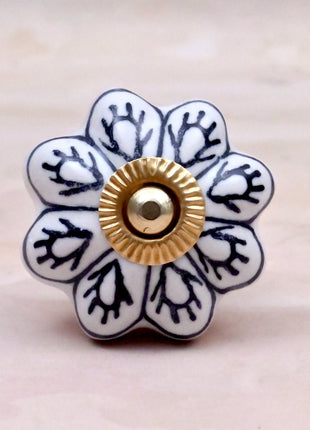 Black Design on White Ceramic Door Knob