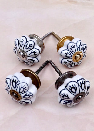 Black Design on White Ceramic Door Knob