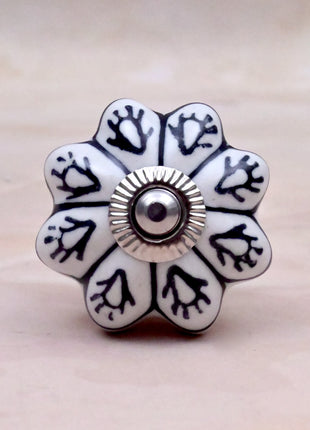 Black Design on White Ceramic Door Knob