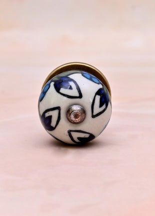 Blue Leaf on White Ceramic Door Knob