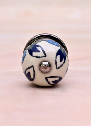 Blue Leaf on White Ceramic Door Knob