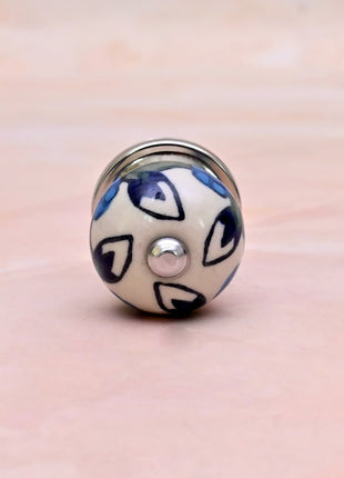 Blue Leaf on White Ceramic Door Knob