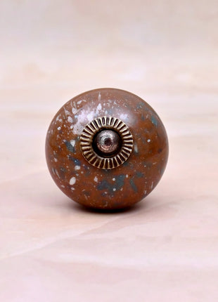 White Speckled Pattern on Rustic Brown Ceramic Door Knob