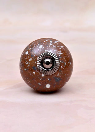 White Speckled Pattern on Rustic Brown Ceramic Door Knob