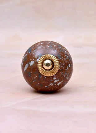 White Speckled Pattern on Rustic Brown Ceramic Door Knob