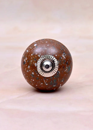 White Speckled Pattern on Rustic Brown Ceramic Door Knob