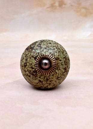 Earthy Speckled Texture Moss Green Ceramic Door Knob