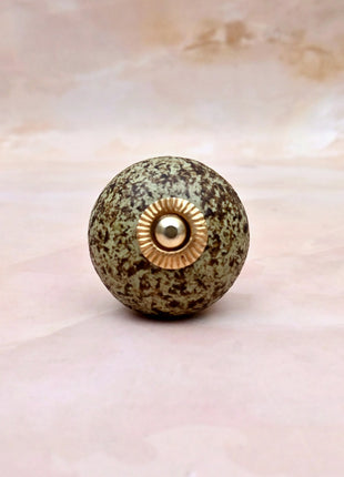 Earthy Speckled Texture Moss Green Ceramic Door Knob