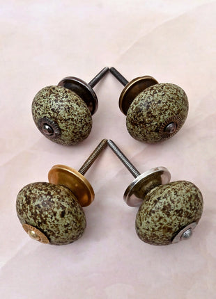 Earthy Speckled Texture Moss Green Ceramic Door Knob