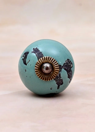 Black Distressed & Light Turquoise Ceramic Door Knob