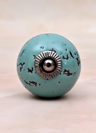 Black Distressed & Light Turquoise Ceramic Door Knob