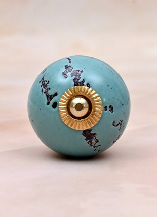 Black Distressed & Light Turquoise Ceramic Door Knob