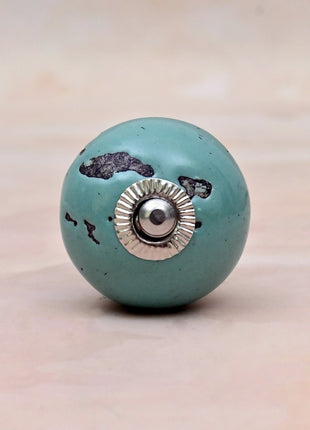 Black Distressed & Light Turquoise Ceramic Door Knob