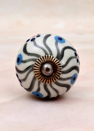 Black Swirl Pattern Ceramic Door Knob