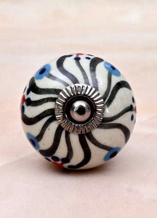 Black Swirl Pattern Ceramic Door Knob