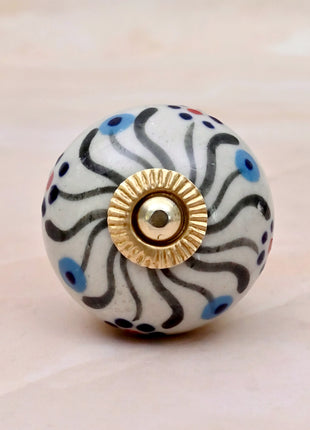 Black Swirl Pattern Ceramic Door Knob