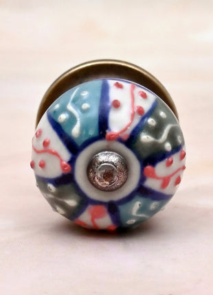 Multicolor Geometric Floral Pattern Ceramic Door Knob
