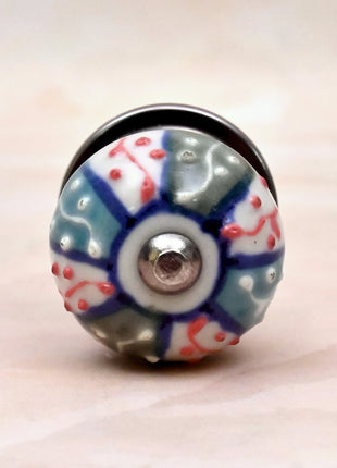 Multicolor Geometric Floral Pattern Ceramic Door Knob