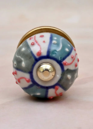 Multicolor Geometric Floral Pattern Ceramic Door Knob