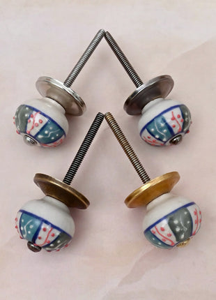 Multicolor Geometric Floral Pattern Ceramic Door Knob
