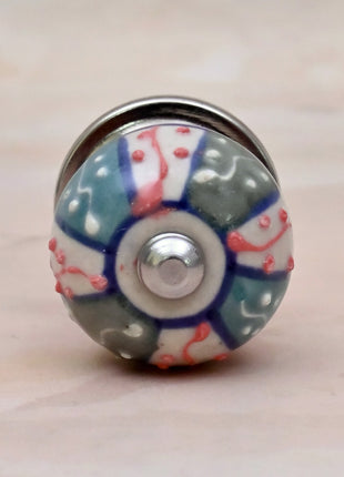 Multicolor Geometric Floral Pattern Ceramic Door Knob