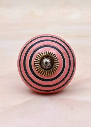 Pink & Black Striped Ceramic Door Knob