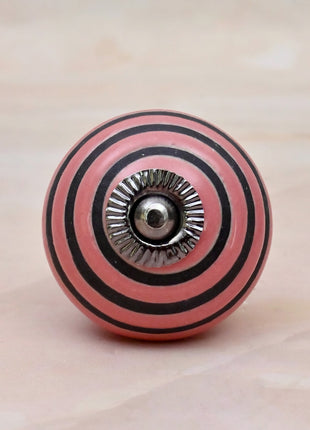 Pink & Black Striped Ceramic Door Knob