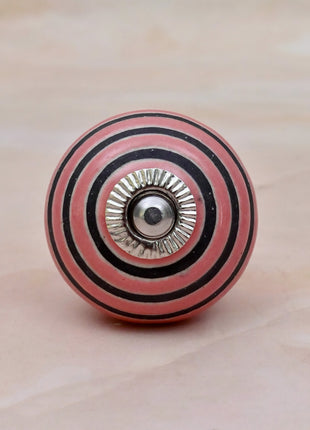 Pink & Black Striped Ceramic Door Knob
