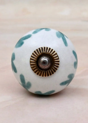 Mint Green Leaf Patterned Ceramic Door Knob