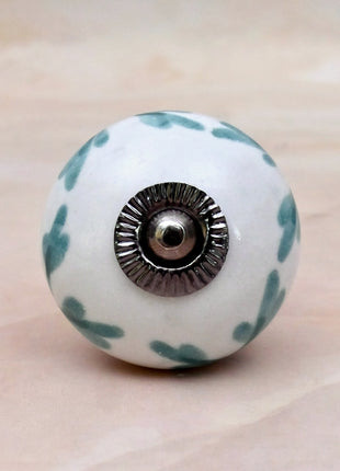 Mint Green Leaf Patterned Ceramic Door Knob
