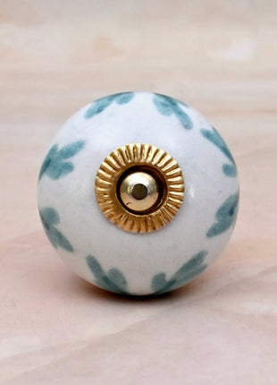 Mint Green Leaf Patterned Ceramic Door Knob