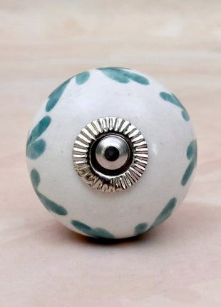 Mint Green Leaf Patterned Ceramic Door Knob