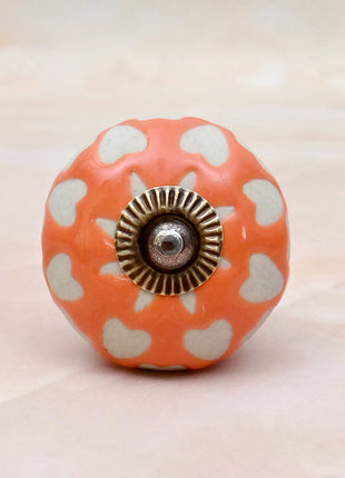 White Heart Motif Ceramic Door Knob