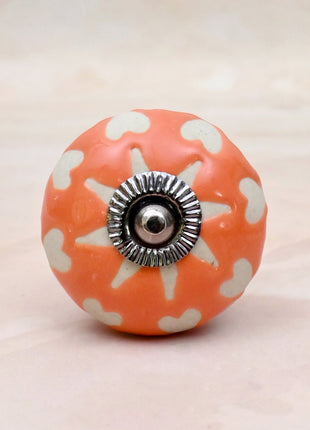 White Heart Motif Ceramic Door Knob