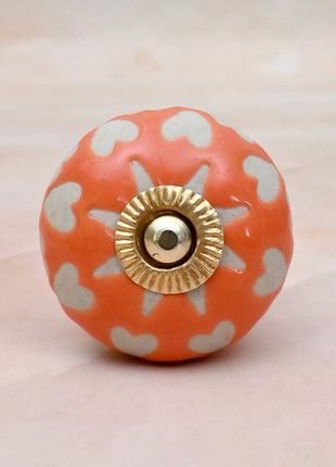 White Heart Motif Ceramic Door Knob