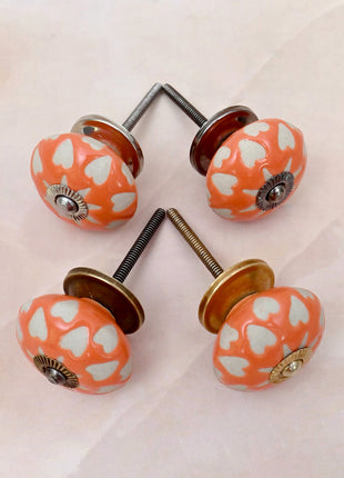 White Heart Motif Ceramic Door Knob