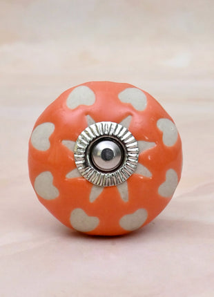 White Heart Motif Ceramic Door Knob