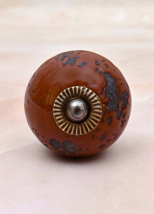 Rustic Mottled Brown Ceramic Door Knob