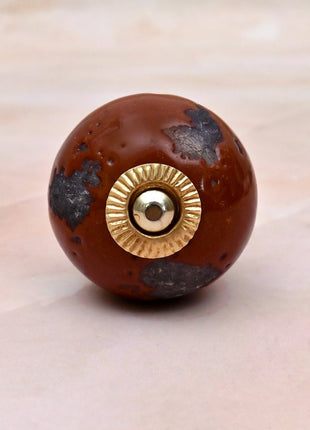 Rustic Mottled Brown Ceramic Door Knob