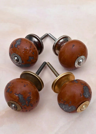 Rustic Mottled Brown Ceramic Door Knob
