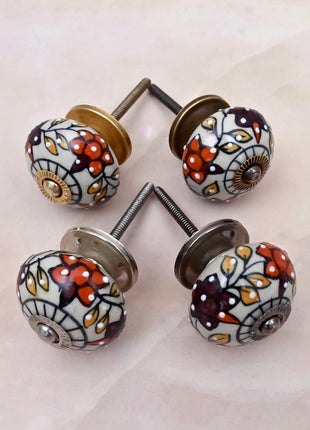 Floral Painted Ceramic Door Knob