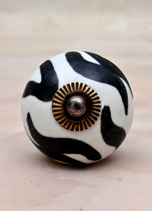 Black and White Zebra Stripe Ceramic Door Knob