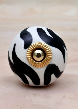 Black and White Zebra Stripe Ceramic Door Knob