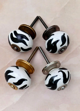 Black and White Zebra Stripe Ceramic Door Knob
